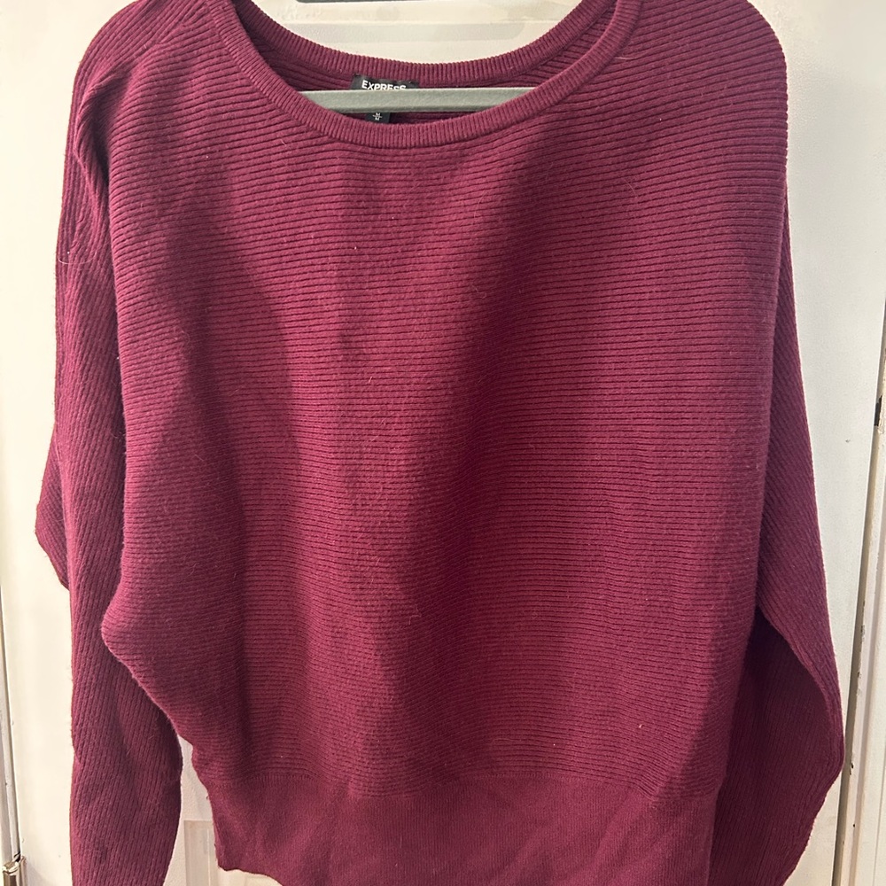 Express Rich Burgundy Crew Neck Sweater
